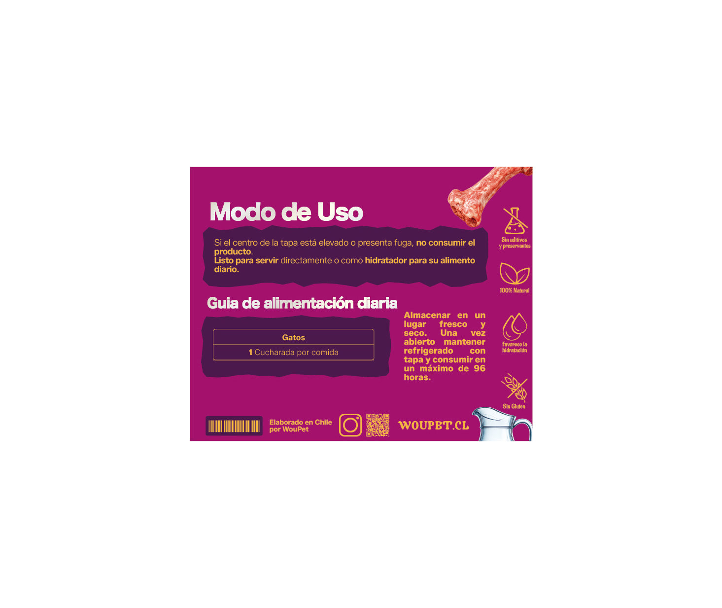 Pack 3 kg Alimento completo caldo huesos congelado natural para gatos 200 g (15 Bolsas de 200 g)