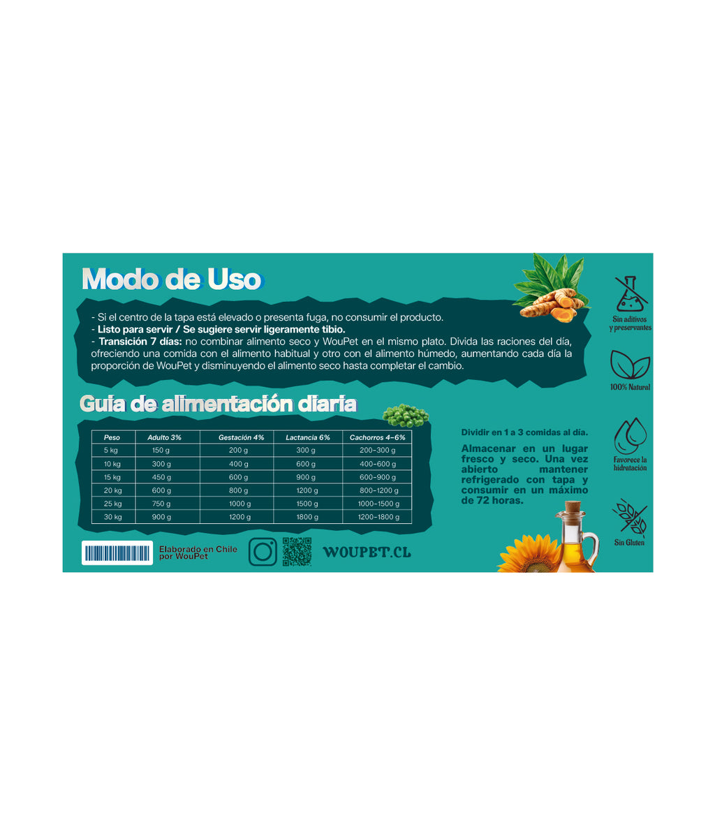 Pack 3 kg Alimento completo vacuno congelado natural para perros 200 g (15 Bolsas de 200 g)