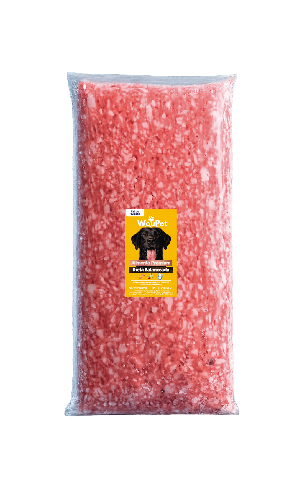 Pack 3 kg Alimento completo caldo huesos congelado natural para perros 200 g (15 Bolsas de 200 g)