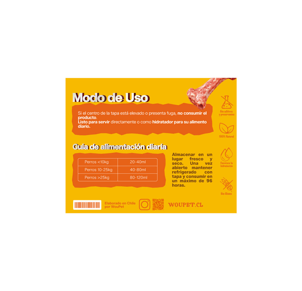Caldo de huesos natural en botella para perros 250 g