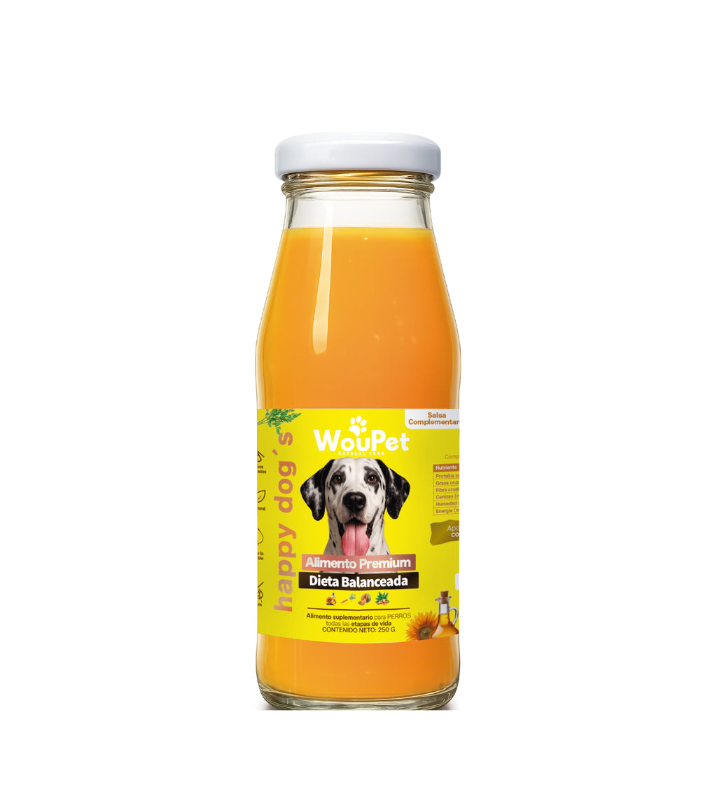Salsa complementaria natural en botella para perros 250 g