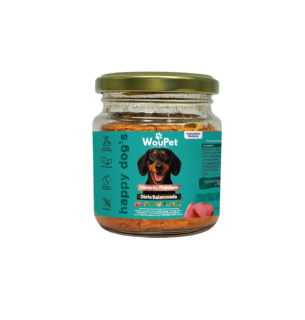 Alimento completo vacuno natural para perros 200 g
