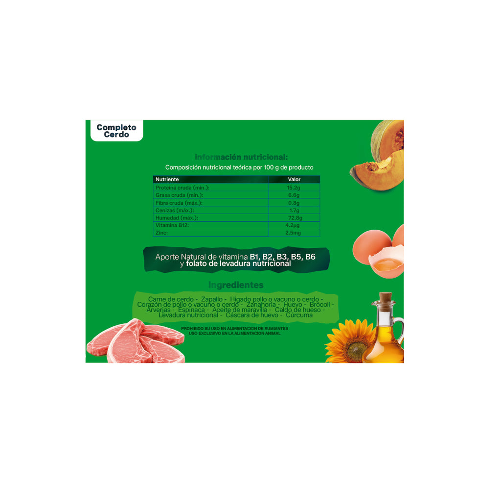 Pack 3 kg Alimento completo cerdo congelado natural para perros 200 g (15 Bolsas de 200 g)